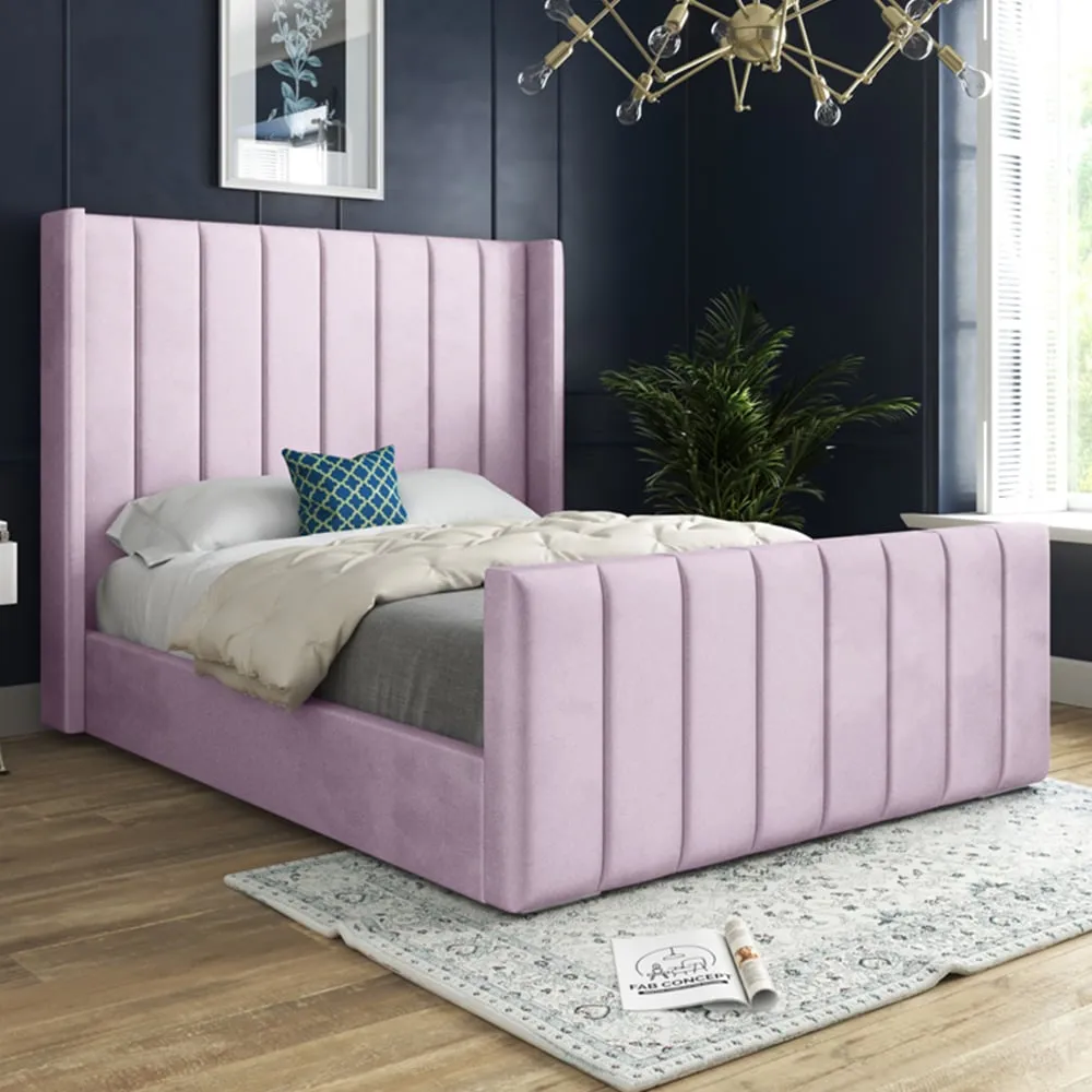 Oxford Small Double Bed Frame - Pink, Velvet