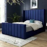 Oxford Super King Size Bed Frame - Blue, Velvet