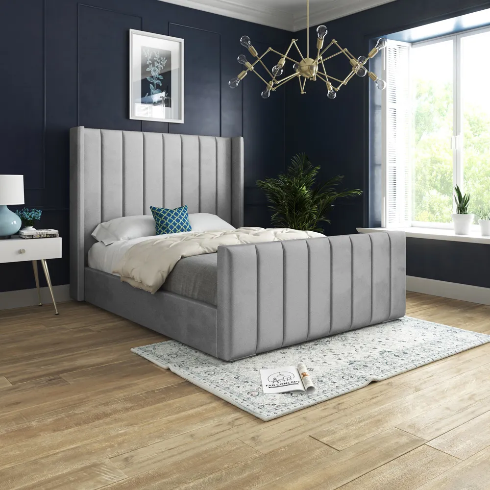 Oxford Super King Size Bed Frame - Grey, Velvet