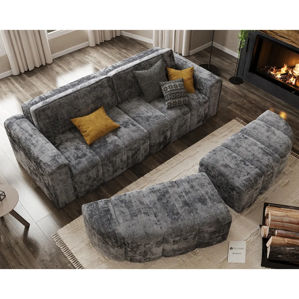 Rupert 4-Seater Modular Sofa - Grey, Fabric