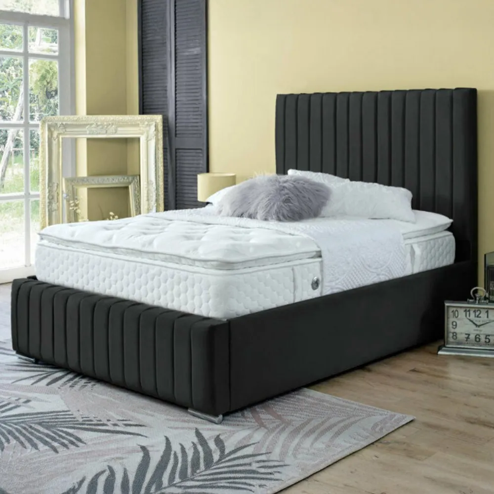 Savoy King Size Bed Frame - Black, Velvet