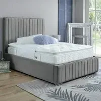 Savoy King Size Bed Frame - Grey, Velvet