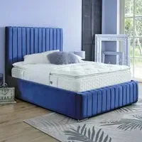 Savoy Single Bed Frame - Blue, Velvet