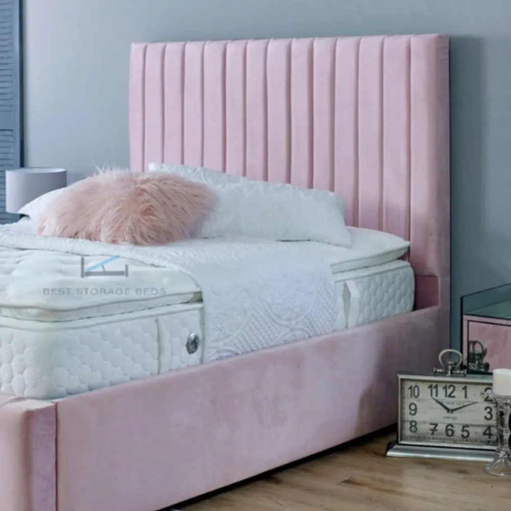 Savoy Single Bed Frame - Pink, Velvet