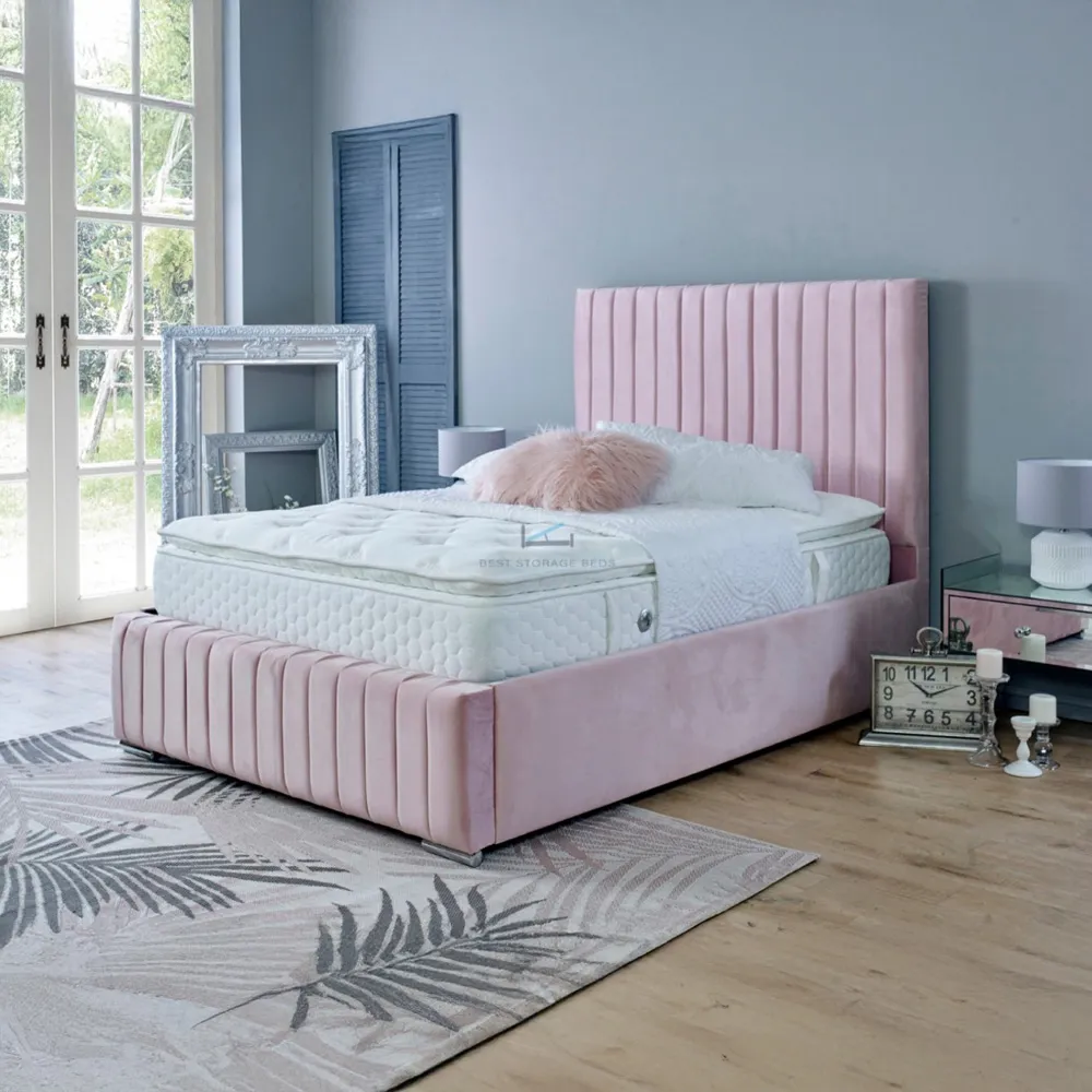 Savoy Single Bed Frame - Pink, Velvet