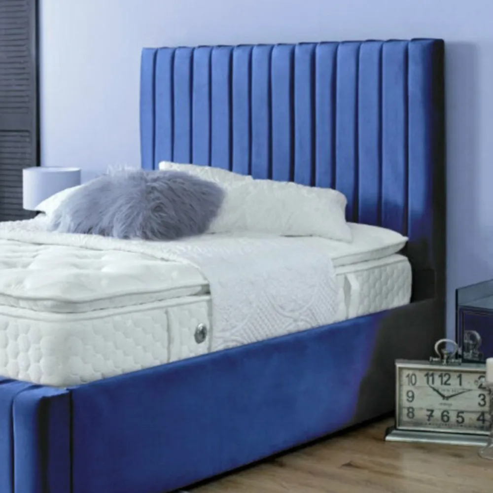 Savoy Small Double Bed Frame - Blue, Velvet