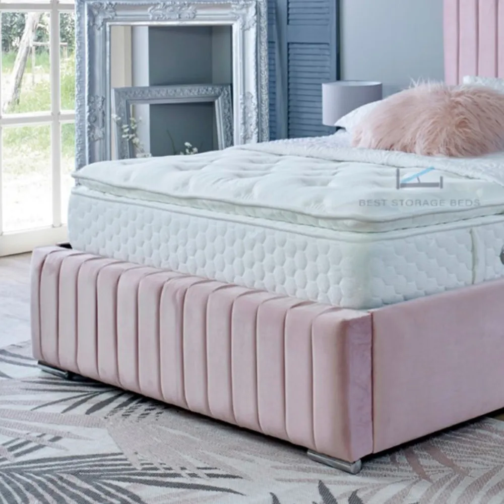 Savoy Small Double Bed Frame - Pink, Velvet
