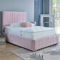 Savoy Small Double Bed Frame - Pink, Velvet