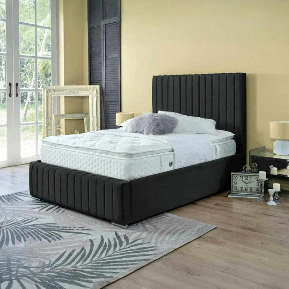 Savoy Super King Size Bed Frame - Black, Velvet