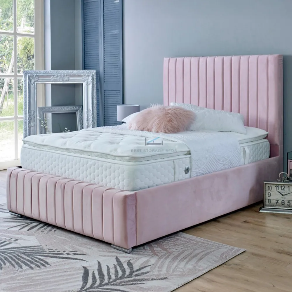 Savoy Super King Size Bed Frame - Pink, Velvet