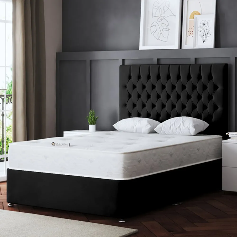 Seraphine Double Upholstered Panel Divan Bed - Black