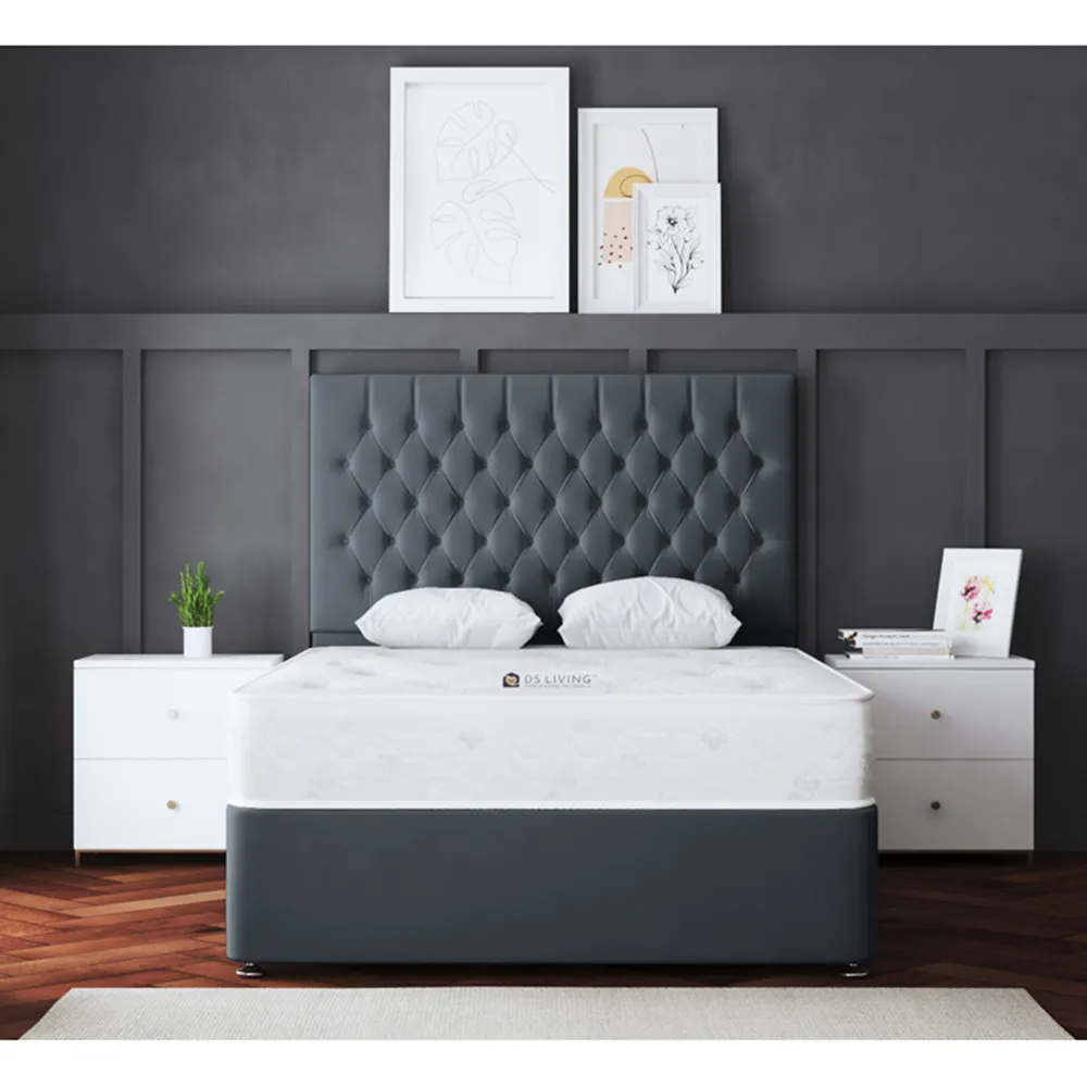 Seraphine Single Divan Bed with 2 Drawers - Grey
