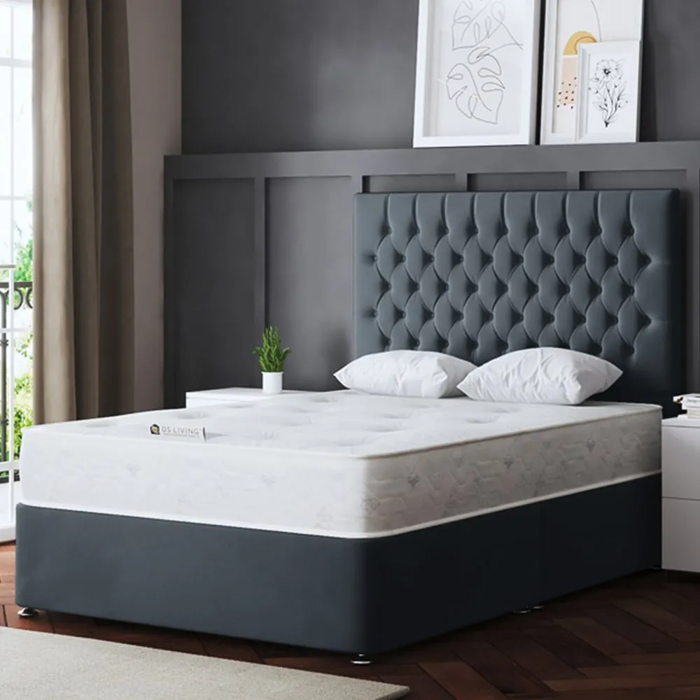 Seraphine Single Upholstered Panel Divan Bed - Grey