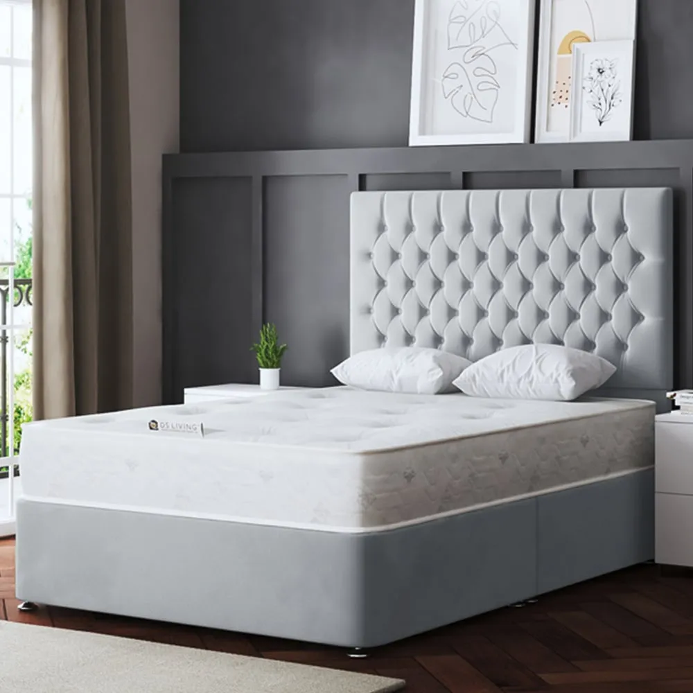 Seraphine Single Upholstered Panel Divan Bed - Silver