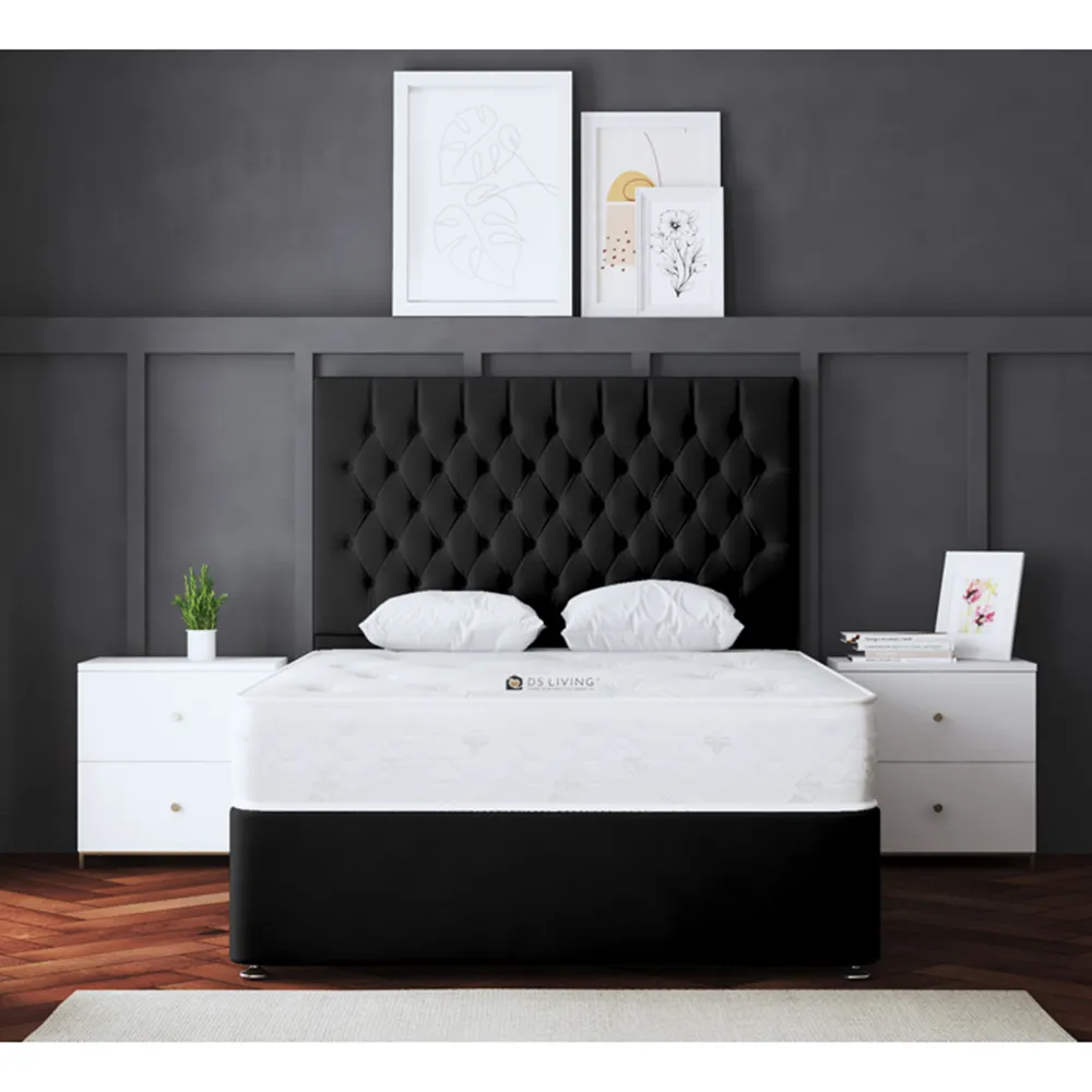 Seraphine Small Single Divan Bed with 2 Drawers - Black