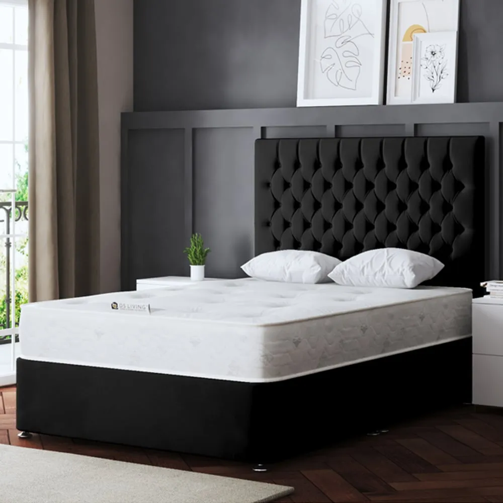 Seraphine Small Single Divan Bed with 2 Drawers - Black