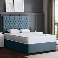 Seraphine Small Single Upholstered Panel Divan Bed - Blue