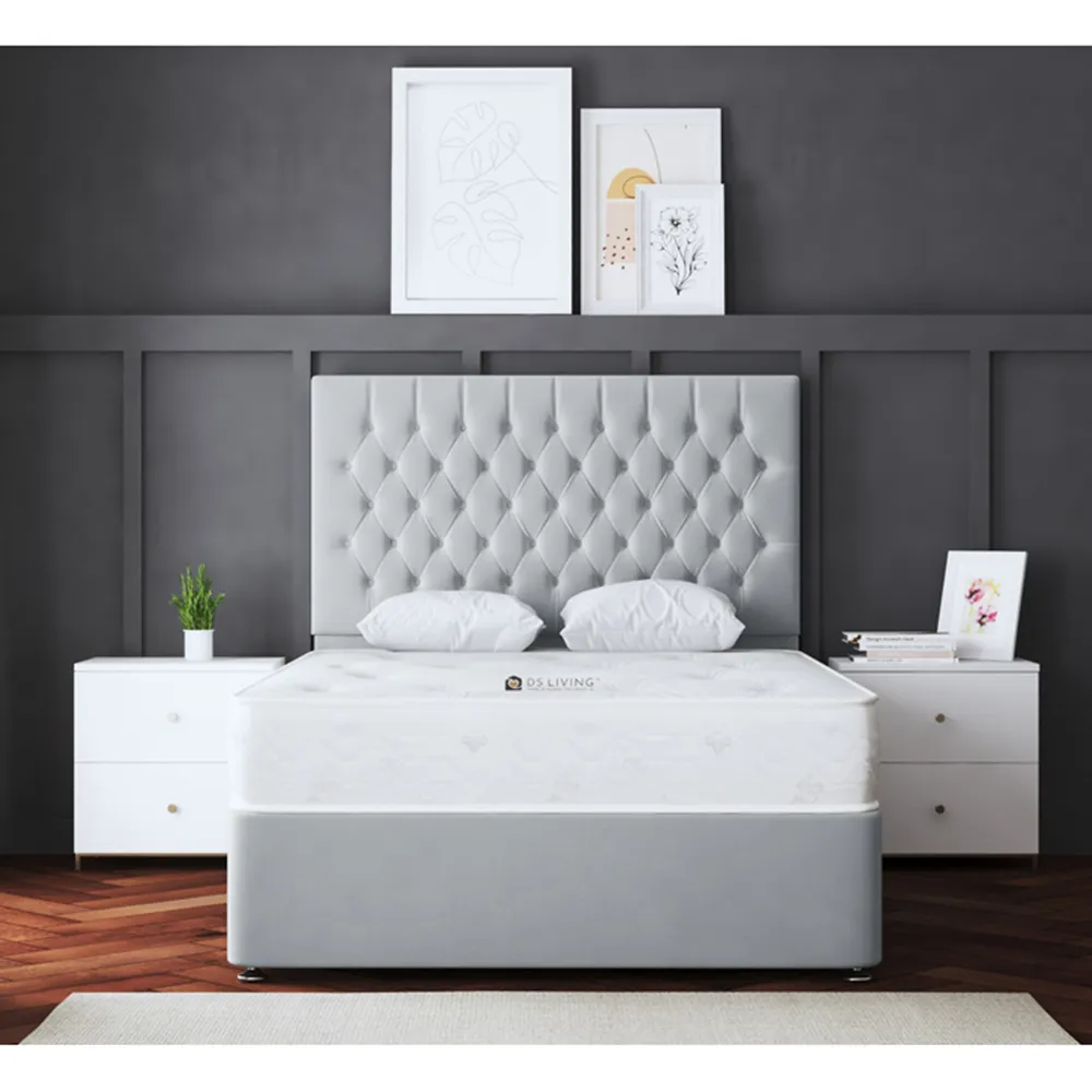 Seraphine Super King Size Divan Bed with 4 Drawer - Silver