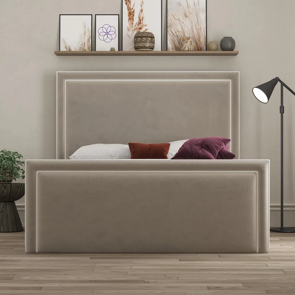 Verona Double Ottoman Bed with Storage - Beige