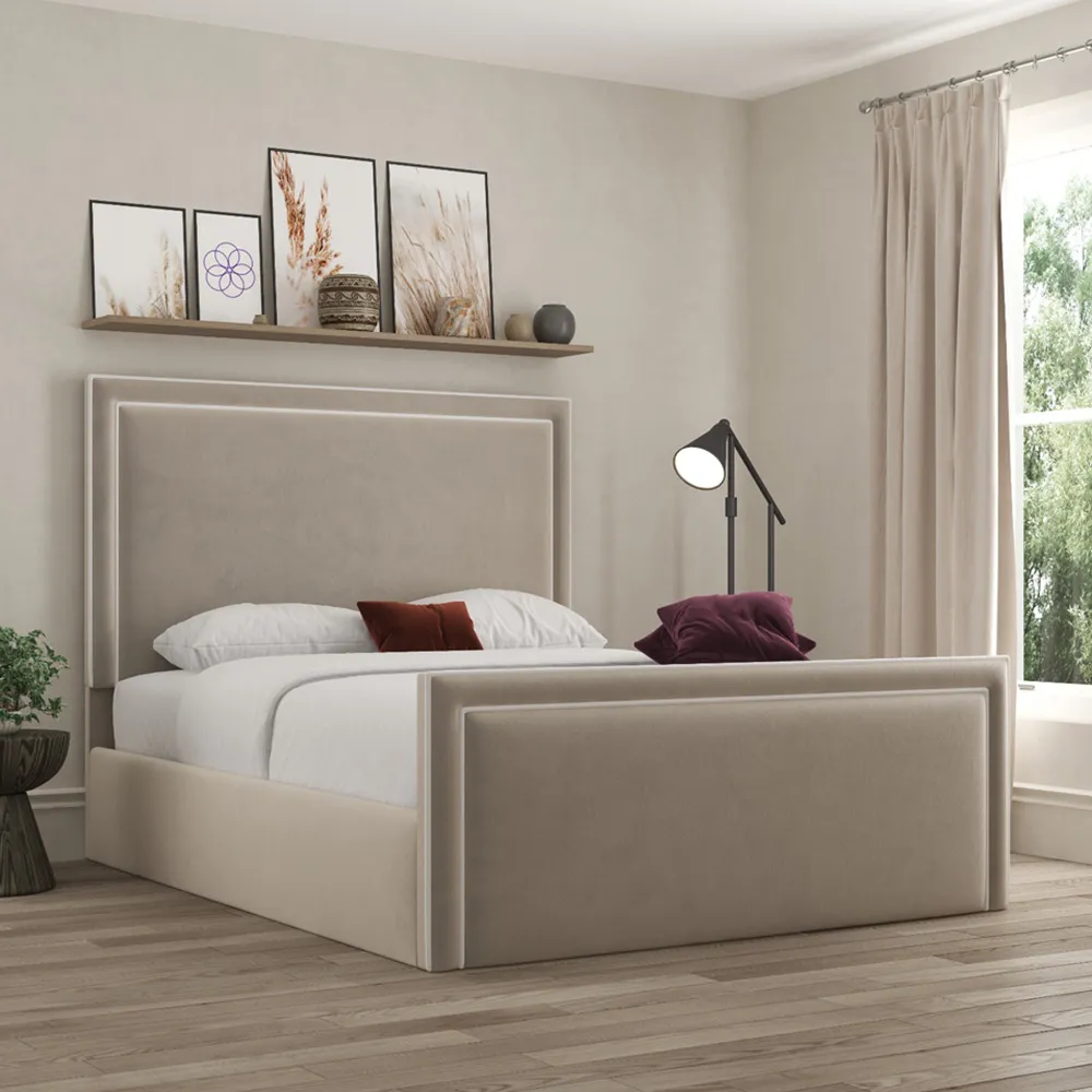 Verona Double Ottoman Bed with Storage - Beige