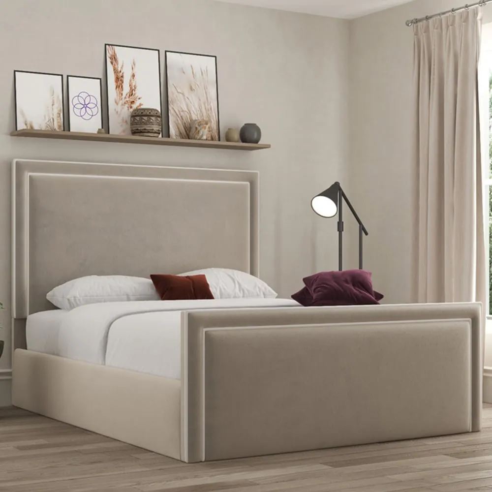 Verona Double Ottoman Bed with Storage - Beige