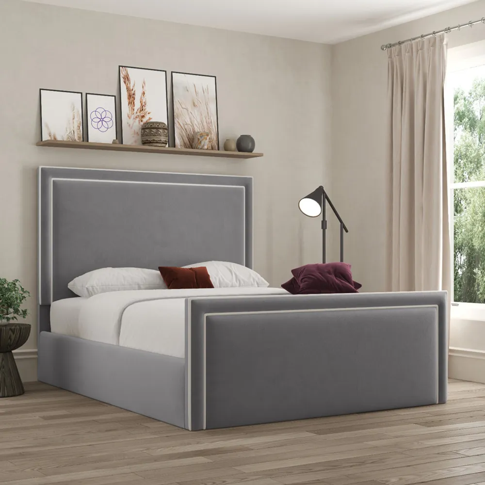 Verona Double Ottoman Bed with Storage - Grey