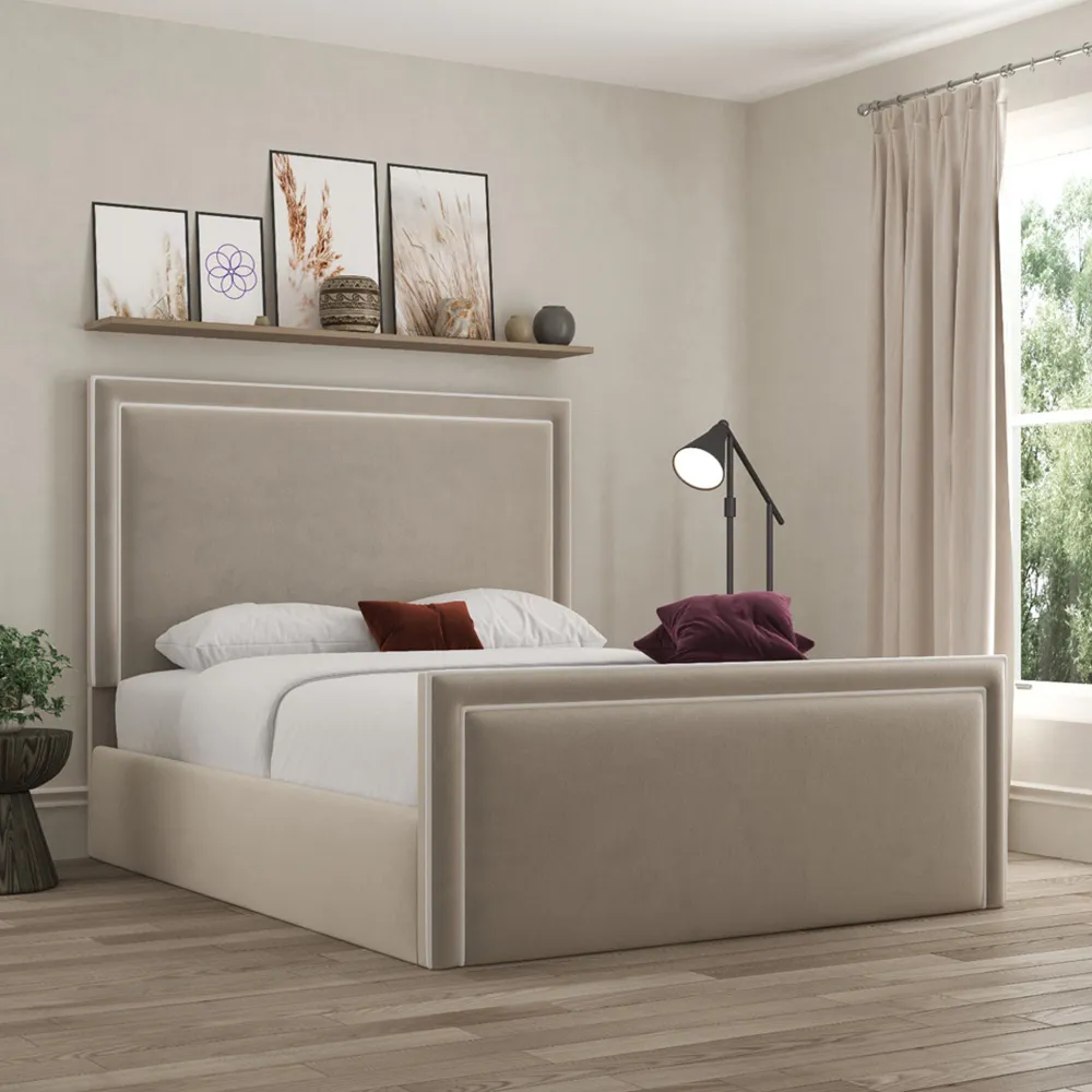 Verona King Size Ottoman Bed with Storage - Cream