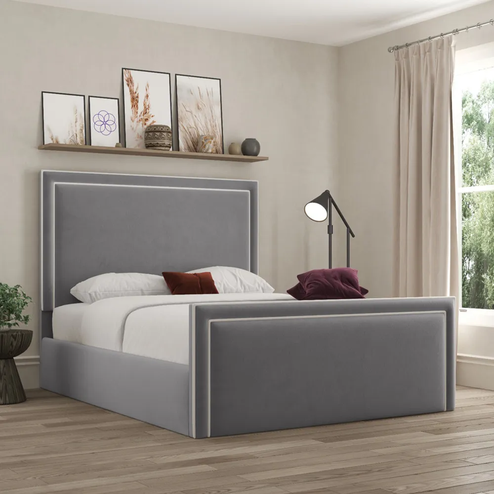 Verona King Size Ottoman Bed with Storage - Grey