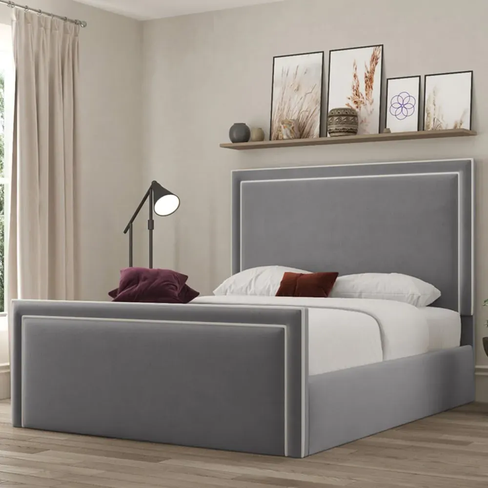 Verona King Size Ottoman Bed with Storage - Grey
