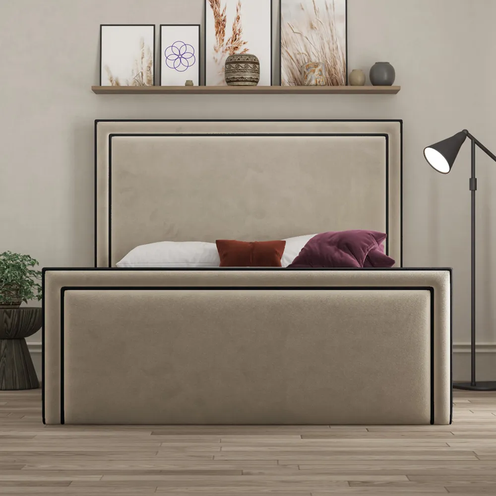 Verona Single Ottoman Bed with Storage - Cream