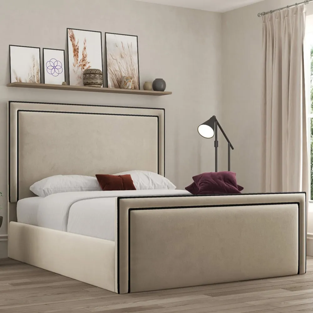 Verona Single Ottoman Bed with Storage - Cream