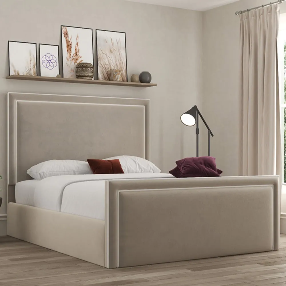 Verona Small Double Ottoman Bed with Storage - Beige