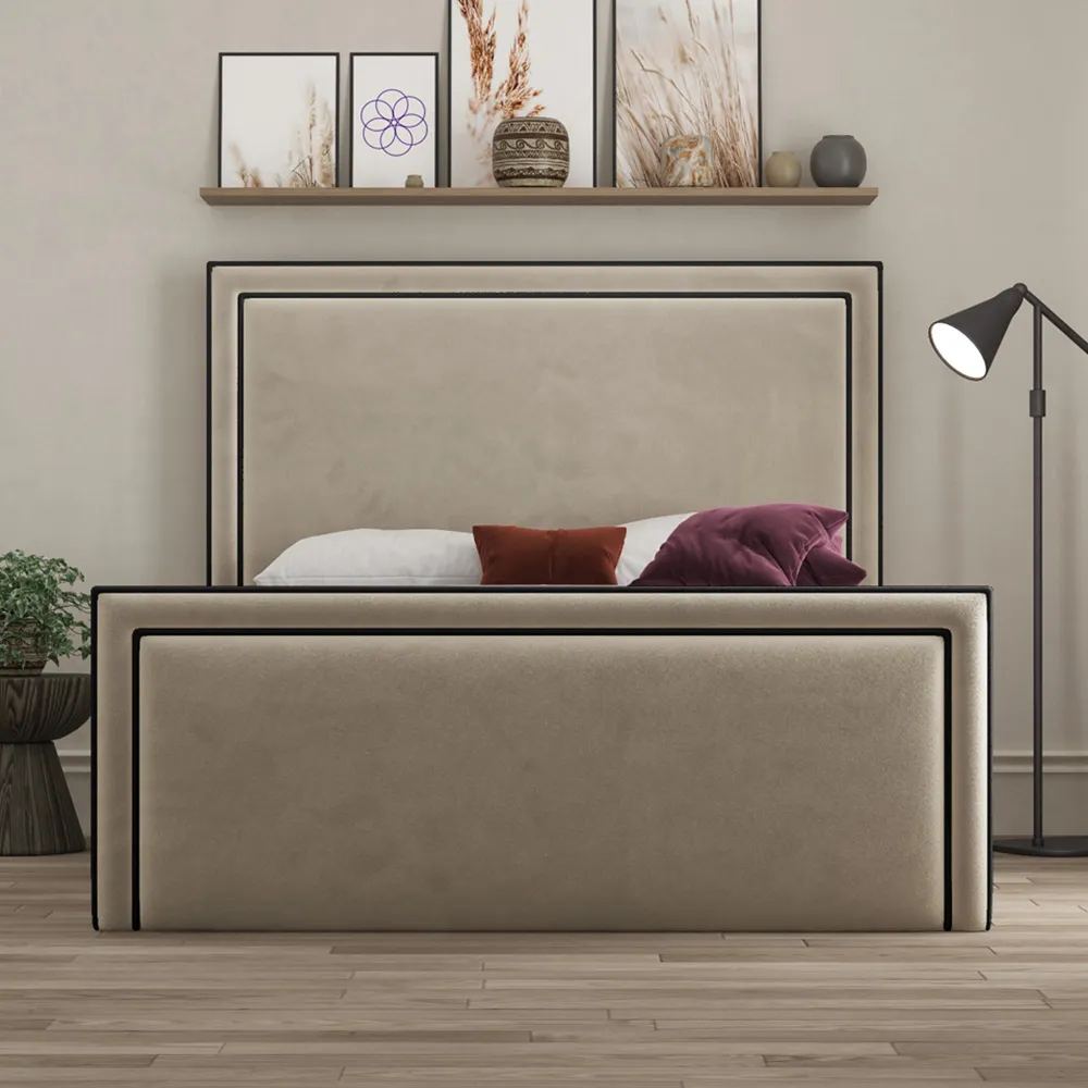 Verona Small Double Ottoman Bed with Storage - Cream