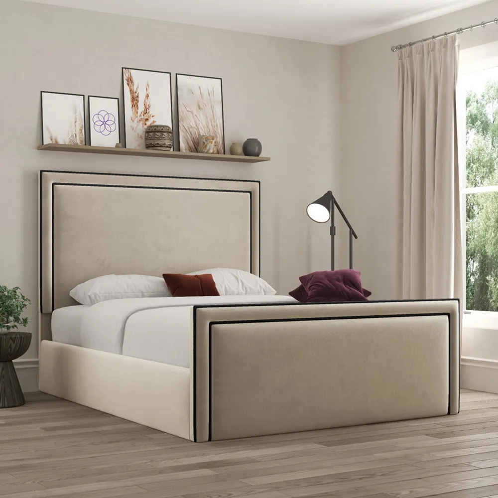 Verona Small Double Ottoman Bed with Storage - Cream