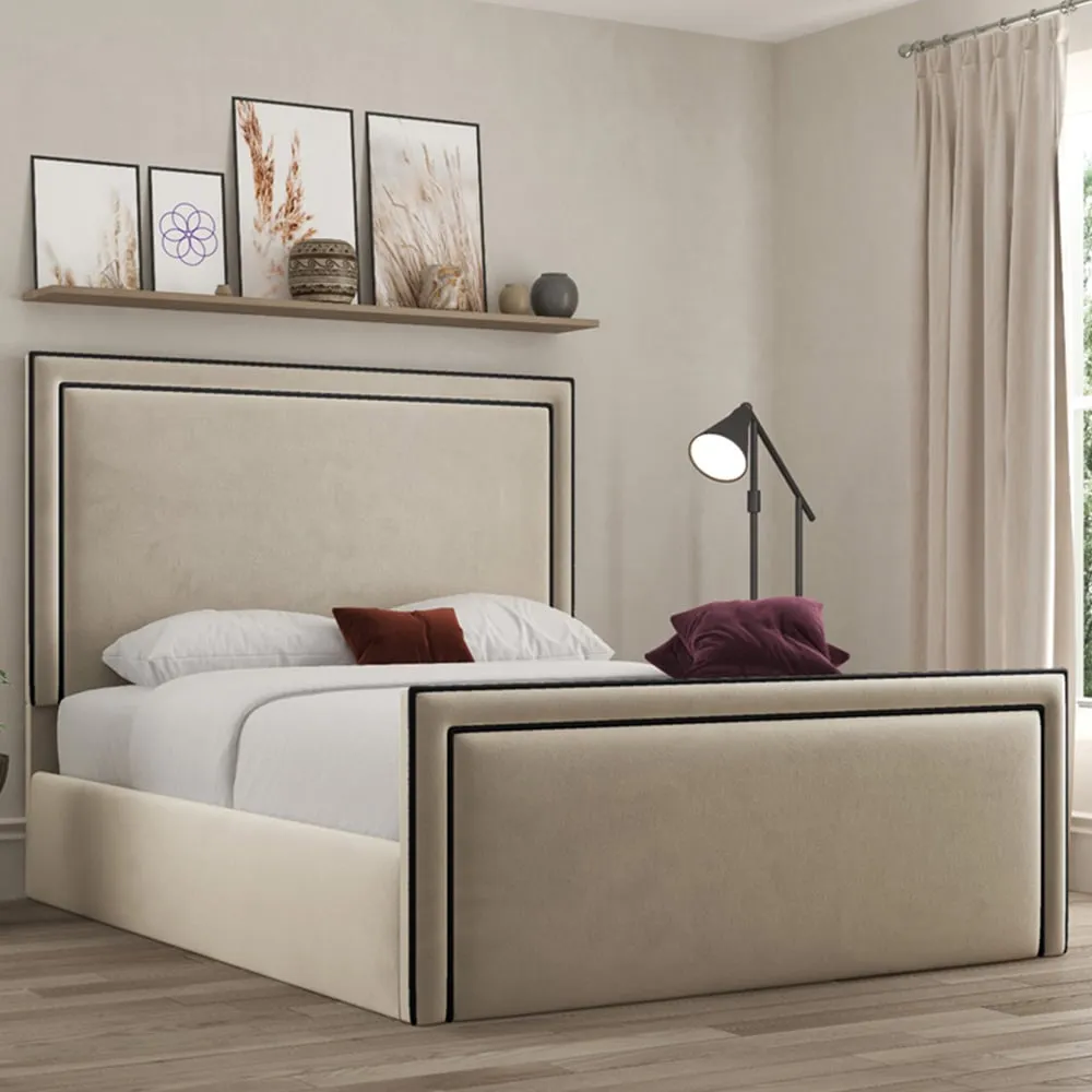 Verona Small Double Ottoman Bed with Storage - Cream