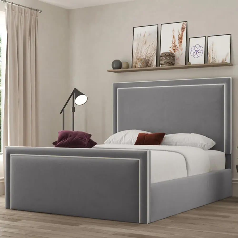 Verona Small Double Ottoman Bed with Storage - Grey