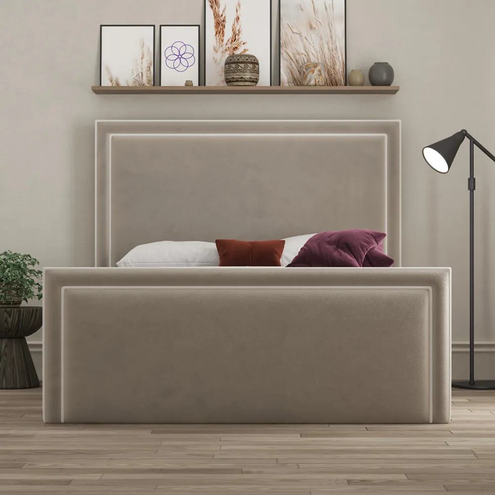 Verona Super King Size Ottoman Bed with Storage - Beige