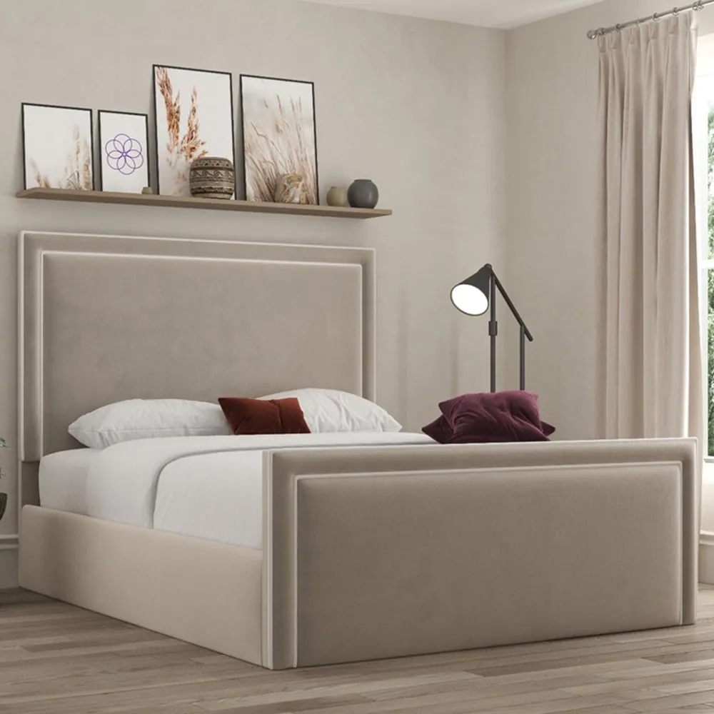 Verona Super King Size Ottoman Bed with Storage - Beige
