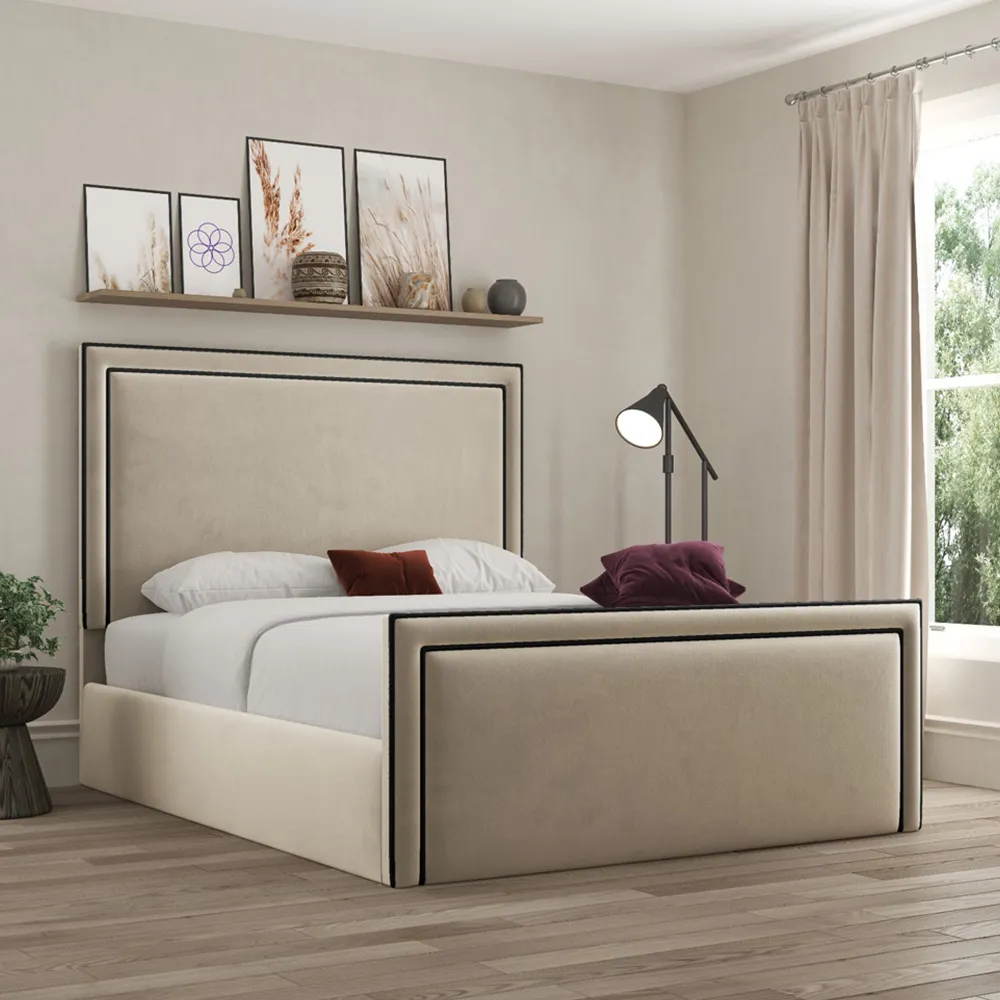 Verona Super King Size Ottoman Bed with Storage - Cream