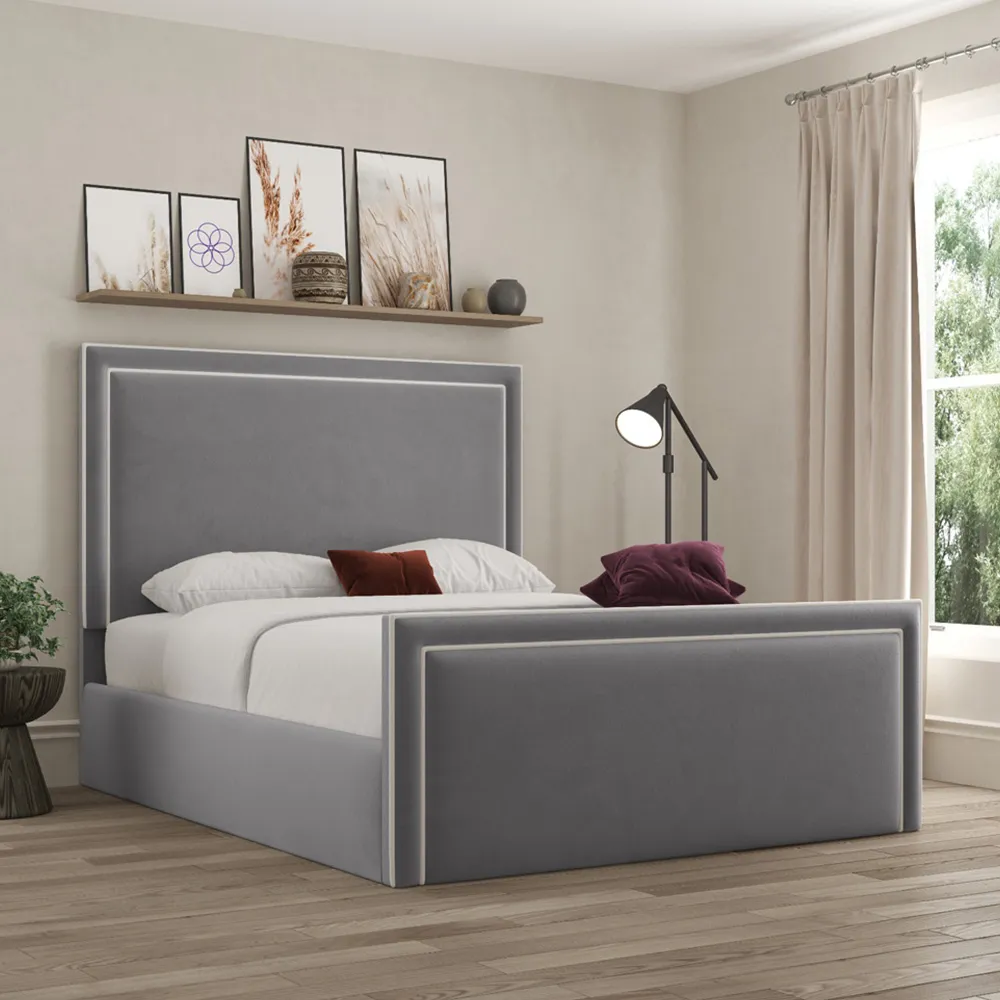 Verona Super King Size Ottoman Bed with Storage - Grey