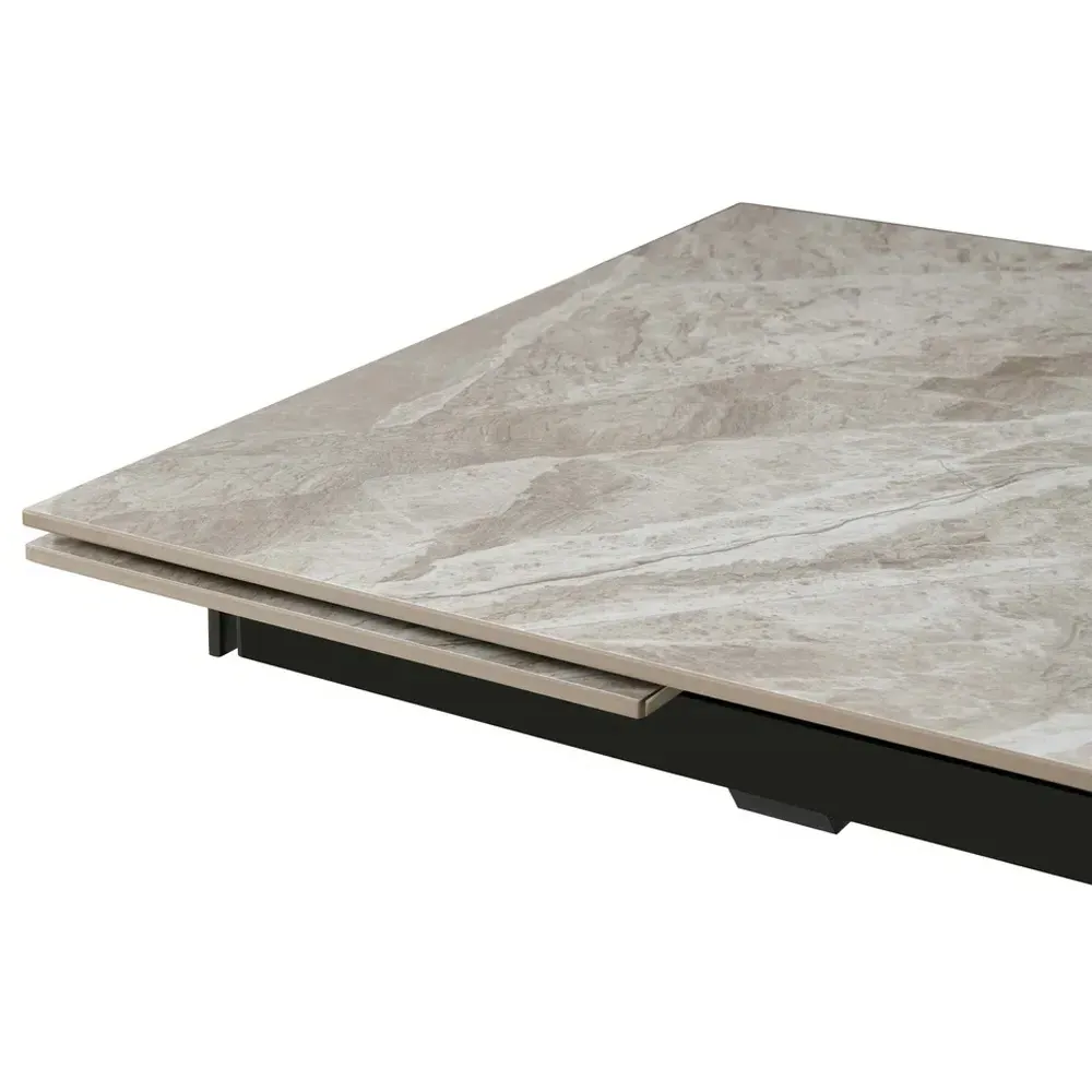 Zaira 6-Seater Extendable Dining Table - Black, Sintered Stone