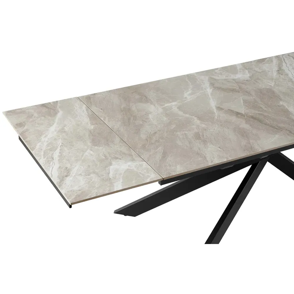 Zaira 6-Seater Extendable Dining Table - Black, Sintered Stone