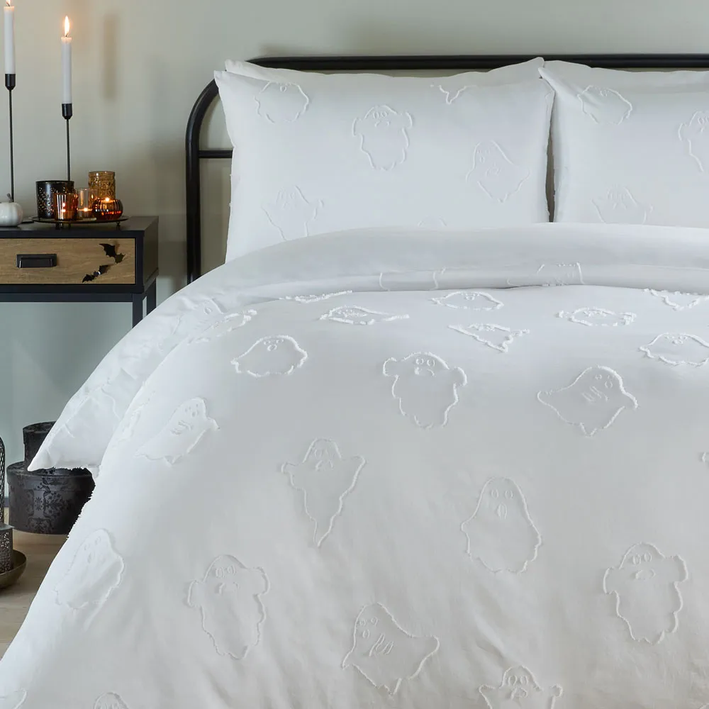 Ghostly Ghouls King Size Duvet Set - White