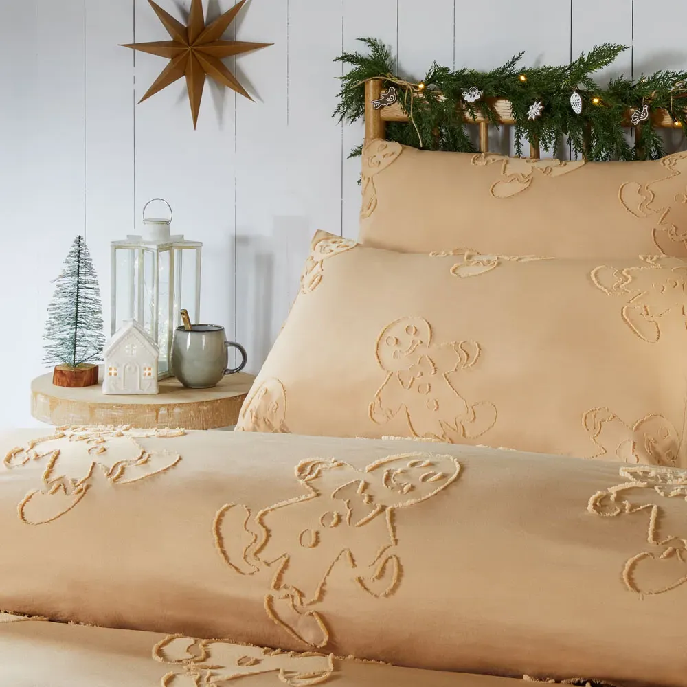 Gingerbread Double Tufted Reversible Duvet Set - Orange
