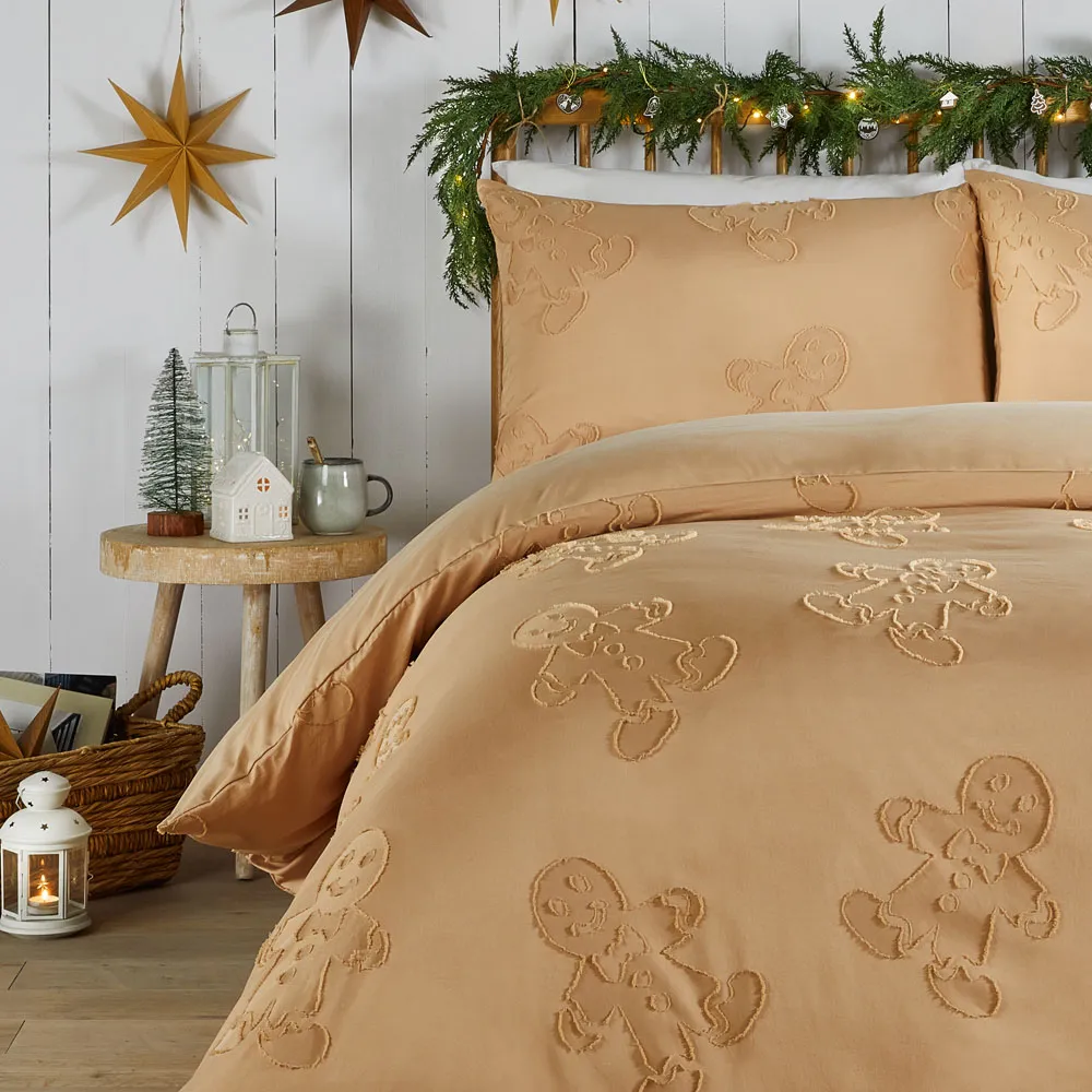 Gingerbread King Size Tufted Duvet Set - Orange