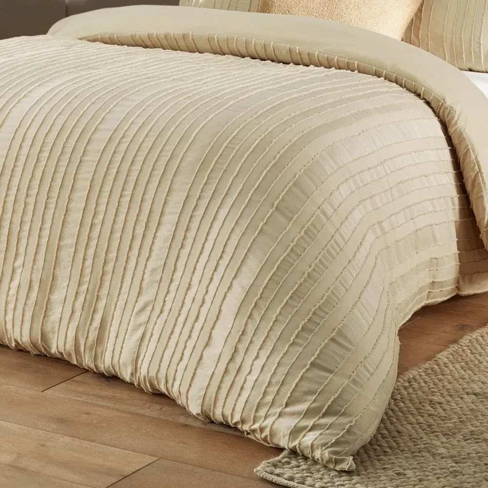 Harrison Double Duvet Set with Stripe Print - Cream