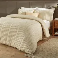 Harrison Double Duvet Set with Stripe Print - Cream