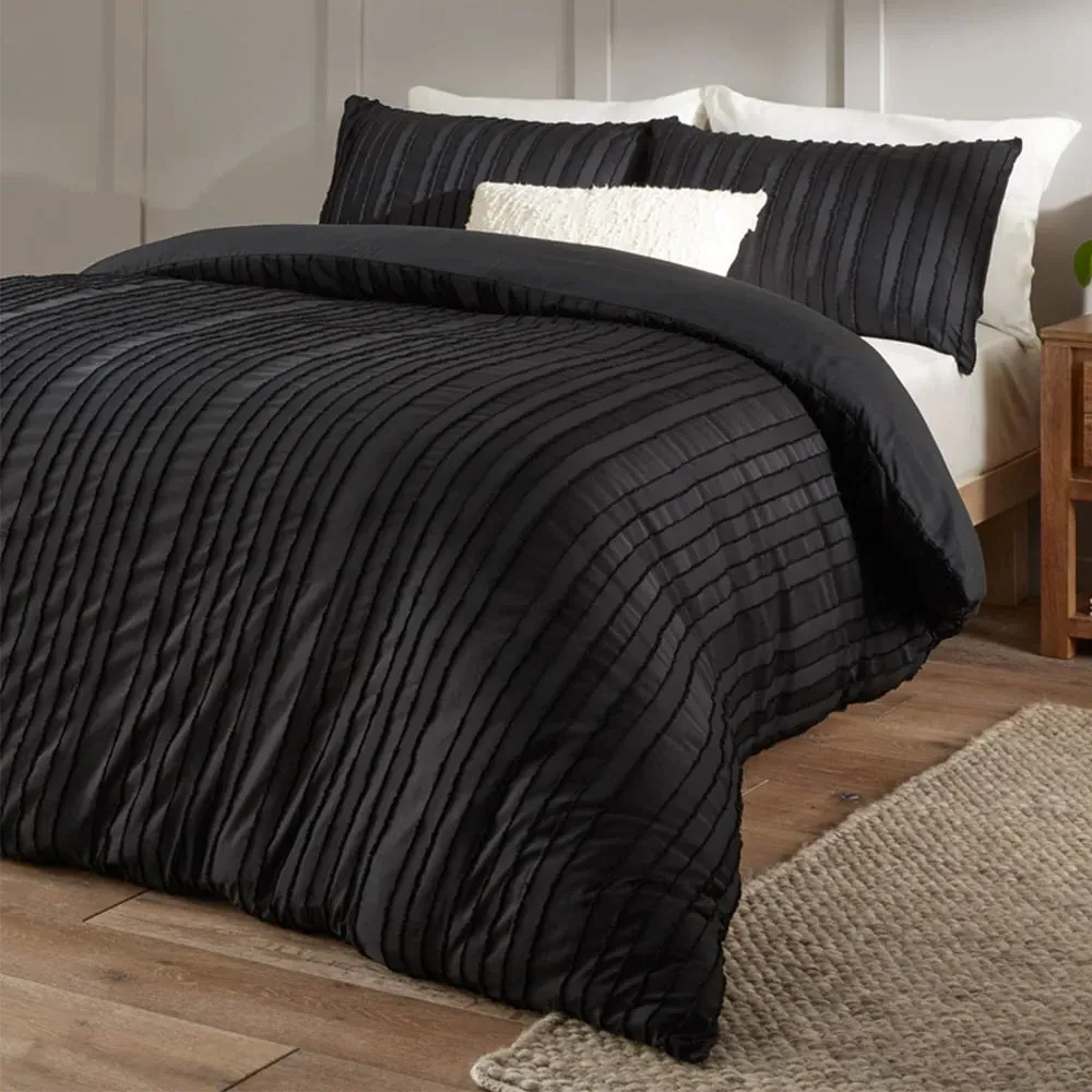 Harrison King Size Stripe Duvet Set - Black image