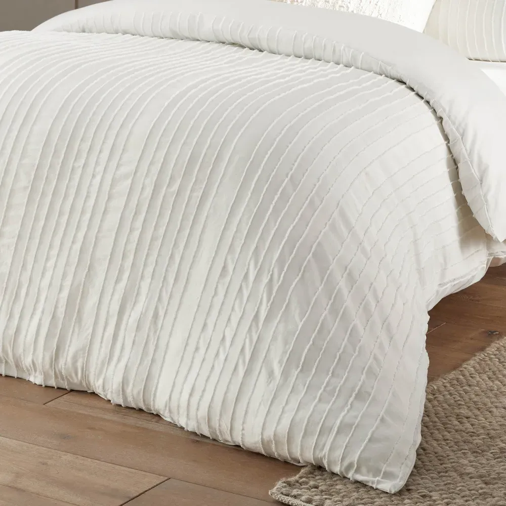 Harrison King Size Stripe Duvet Set - White
