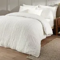 Harrison Single Duvet Set with Stripe Print - White